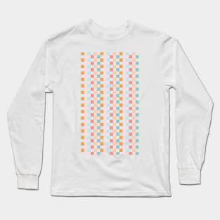 retro colors gingham pattern Long Sleeve T-Shirt